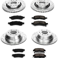 Power Stop K2085 Front & Rear Brake Kit with Drilled/Slotted Brake Rotors and Z23 Evolution Ceramic Brake Pads,Silver Zinc Plated