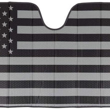 Black White/Gray American Flag - Front Windshield Sun Shade - Accordion Folding Auto Sunshade for Car Truck SUV - Blocks UV Rays Sun Visor Protector - Keeps Your Vehicle Cool - 58 x 28 Inch
