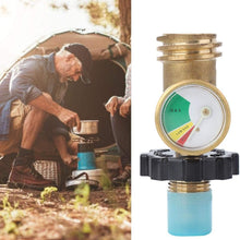 Propane Adapter, Work with BBQ Grills, Camping Stoves Propane Tank Brass Adapter W/Pressure Meter Gauge Outdoor Cooking Utensils Propane Y-Splitter