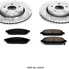 Power Stop K2219 Front Brake Kit with Drilled/Slotted Brake Rotors and Z23 Evolution Ceramic Brake Pads,Silver Zinc Plated