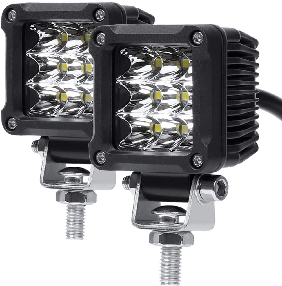 Motorcycle LED lights,ADZOON 2'' 27W Mini Cube Spotlights Fog Auxiliary Lights 12V 24V Front Work Universal Headlight for E-Bike Truck JEEP Car Boat