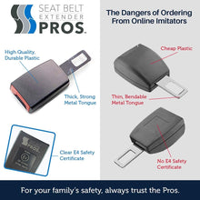 Seat Belt Extender Pros E4 Safety Certified Rigid 5 Inch Seat Belt Extender from (7/8 Inch Width Type A Metal Tongue) Buckle up and Protect Your Family (Black, 1-Pack)