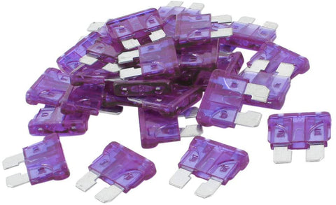 uxcell 30pcs Universal Medium Blade Style Fuse for Car Motorcycle Boat DC 5V-32V 3A Purple