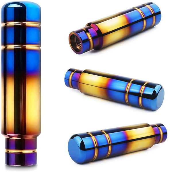 Aluminum Weighted Shift knobs, Long Stick Shift Knob Gear Shifter Knobs, Universal Automatic Manual Vehicles Lever Cover Head 5 inch Shifter Knobs with 3 Threaded Adapters M8 M10 M12 x 1.25 (Blue)