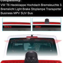 HD Third Roof Top Mount Brake Lamp Reverse Rear View Backup Camera Angle and Distance Adjustable Night Vision for V W T6 Caravelle Bus Transporter MPV SUV (Camera+Rearview Mirror)