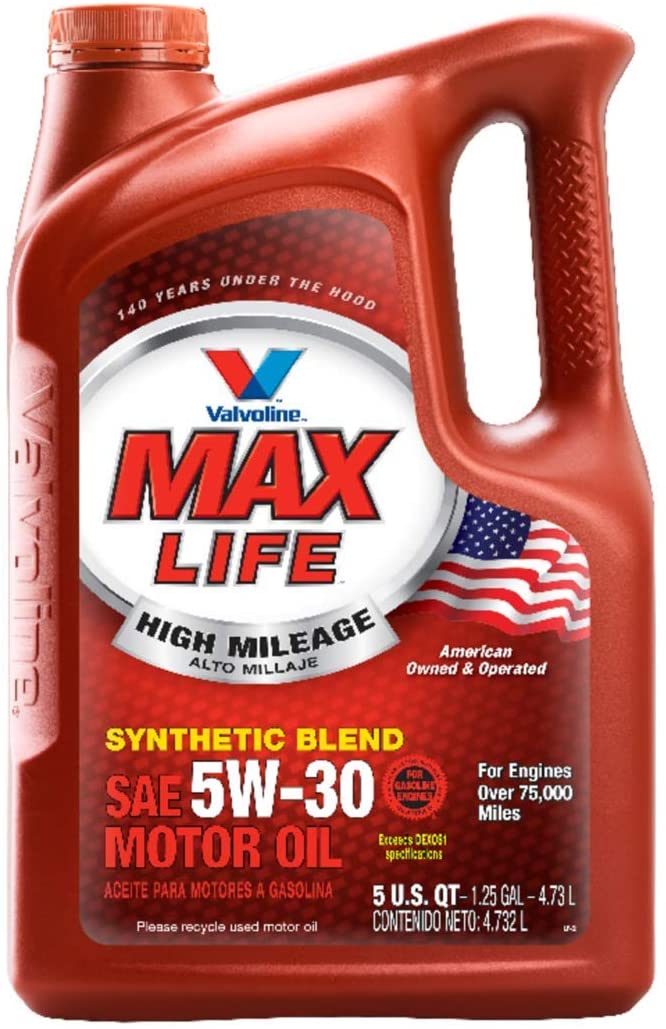 Valvoline High Mileage with MaxLife Technology 5W-30 Synthetic Blend Motor Oil - 5qt (Case of 3) (782256-3PK)