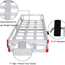 Goplus 60" x 22" Hitch Mount Cargo Carrier, Aluminum Luggage Basket Rack Fits 2" Receiver, Rear Cargo Rack for SUV, Truck, Car, 500LBS