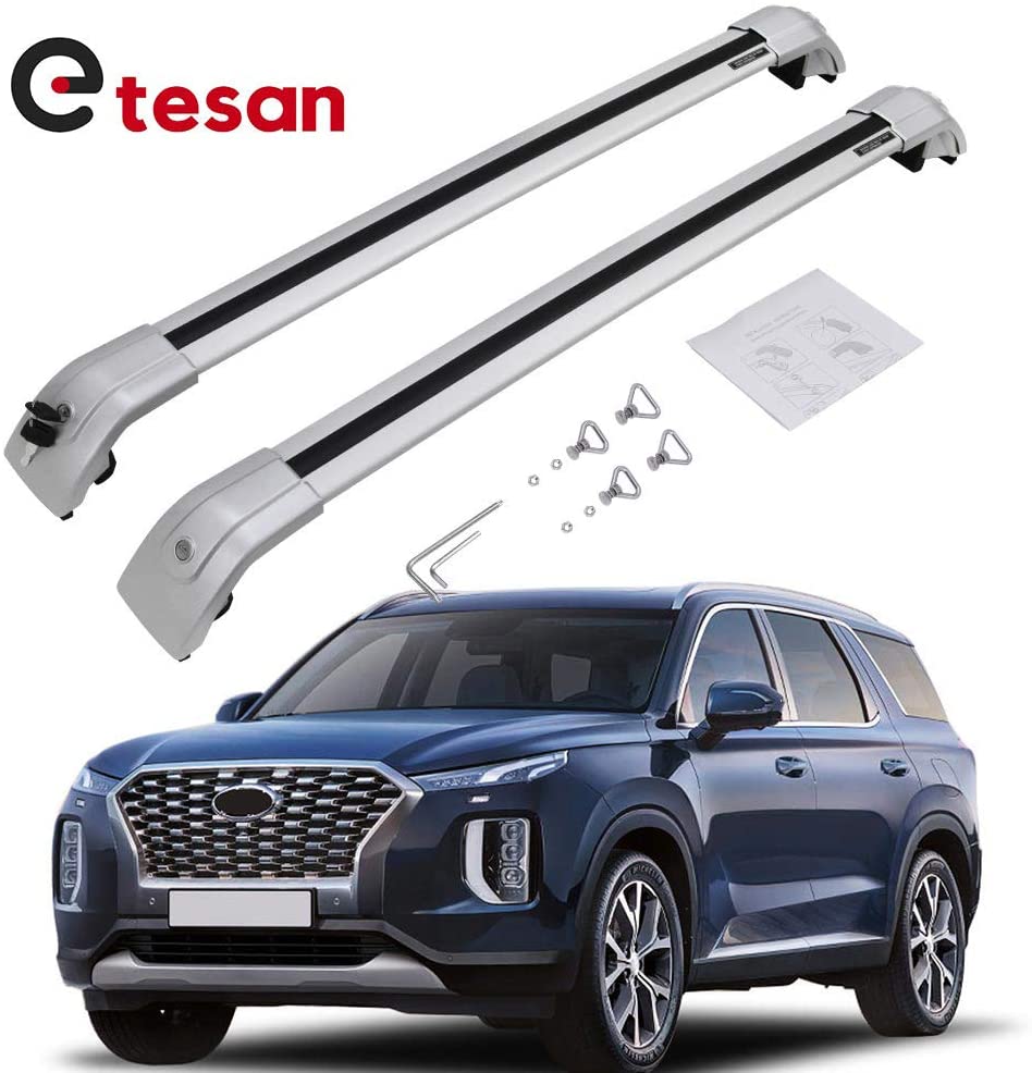 2 Pieces Cross Bars Fit for Hyundai Palisade 2020 2021 Silver Cargo Baggage Luggage Roof Rack Crossbars