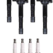 ENA Ignition Coil and Platinum Spark Plug Set of 4 Compatible with 2002 2003 2004 2005 2006 2007 2008 2009 2010 2011 Acura CSX RSX & 2002 2003 2004 2005 2006 2007 2008 2009 2010 2011 Honda Civic