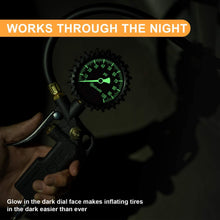 AstroAI Tire Inflator with Pressure Gauge, 100 PSI Air Chuck and Compressor Accessories Heavy Duty with Large 2.5" Easy Read Glow Dial, Durable Rubber Hose and Quick Connect Coupler