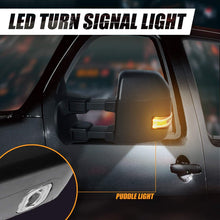 Pair Black Power Heated LED Turn Signal Light Side Rear View Towing Mirrors Replacement for Ford Super Duty 08-16