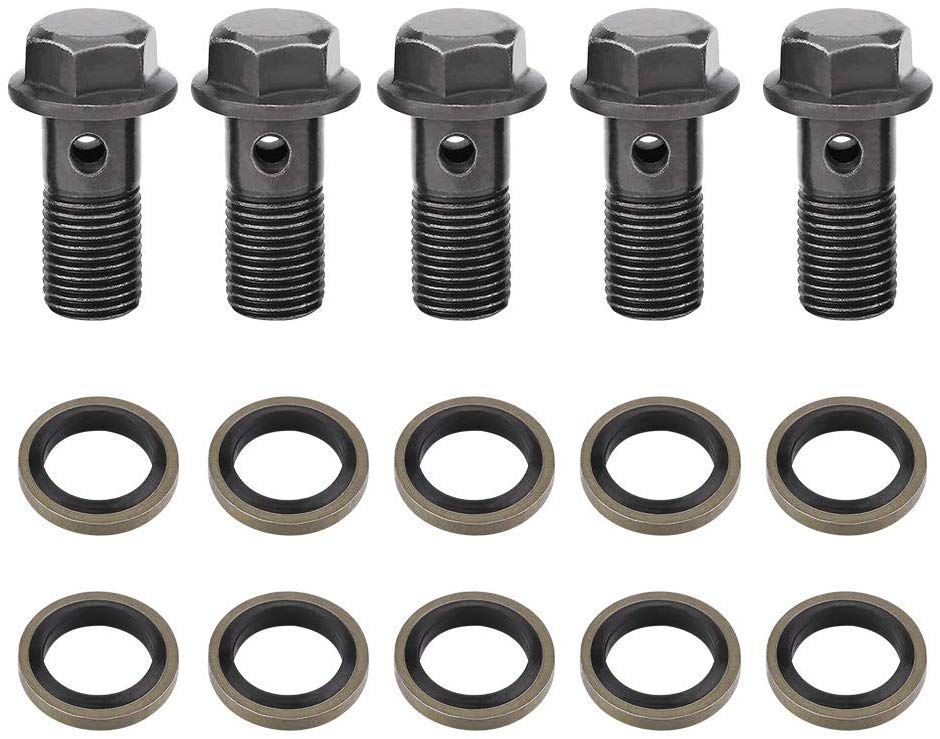 BiuZi Brake Banjo Bolt 5pcs Motorcycle Banjo Bolts Brake Fitting Adapter M10 x 1.25mm Universal for Brake Caliper Master Cylinder