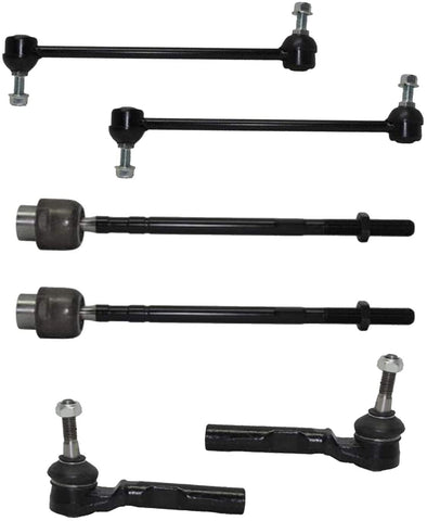 Detroit Axle - 6pc Front Inner Outer Tie Rod Links & Sway Bar Links for 2004-2012 Chevy Malibu - [2007-2009 Saturn Aura] - w/ 11.80