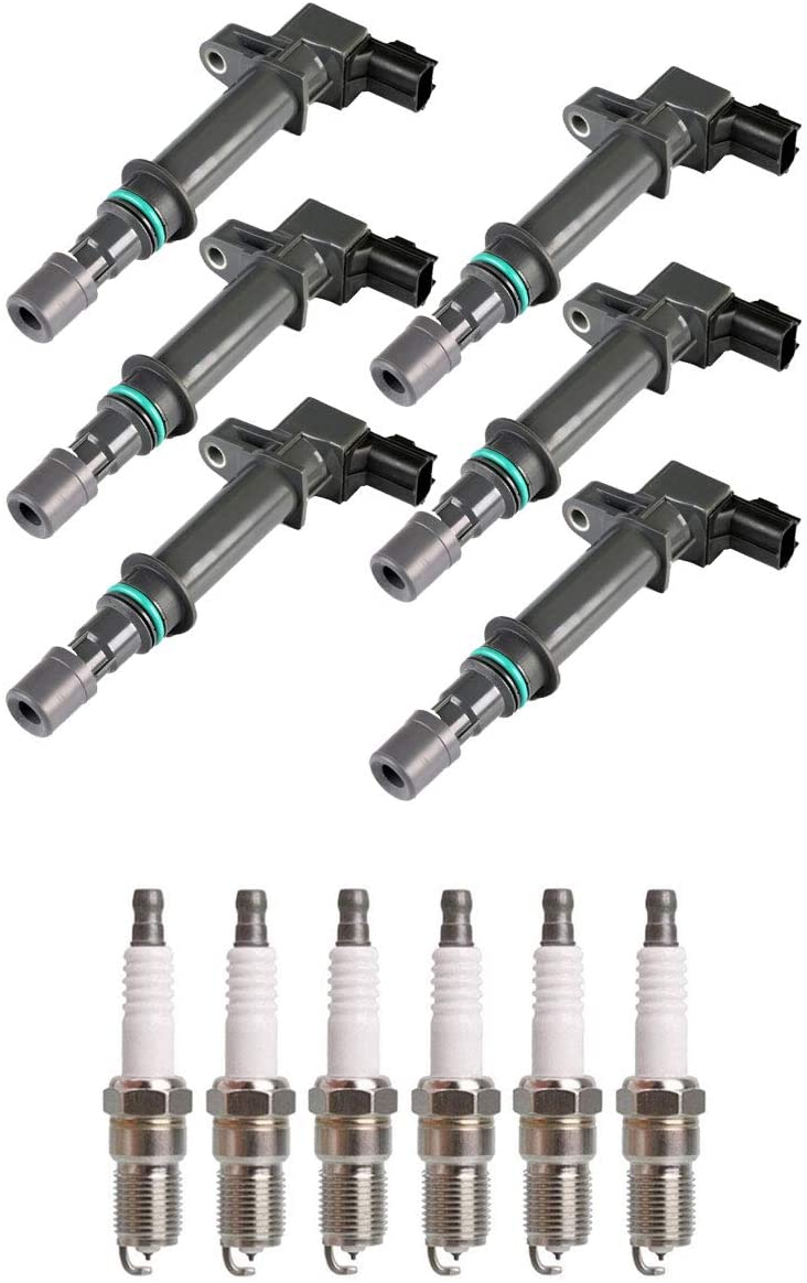 ENA Ignition Coil and Spark Plug Set of 6 Compatible with 2002-2008 Dodge Ram 1500 2004-2008 Durango 2004-2008 Dakota 3.7L V6 UF270