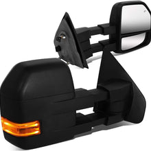 Black Left+Right Side Power Heated LED Turn Signal+Puddle Light Towing Mirrors Replacement for Ford F-150 Pickup 04-14