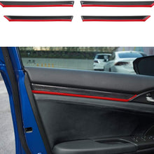 Thenice for 10th Gen Civic Door Panel Dial Interior Door Moulding Trims ABS Carbon Fiber Style Decal Accessories for Honda Civic EX-L Touring 2020 2019 2018 2017 2016 (with Red Trims)
