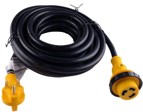 Leisure Cords 25' Power/Extension Cord with 30 AMP Male Standard/30 AMP Female Locking Adapter (30 Amp - 25 Foot)