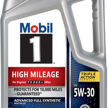 Mobil 1 High Mileage Full Synthetic Motor Oil 5W-30, 5 Quart