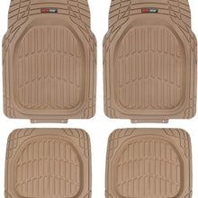 Motor Trend MT-921-BK FlexTough Tortoise - Heavy Duty Rubber Floor Mats for Car SUV Van & Truck - All Weather Protection - Deep Dish (Black)