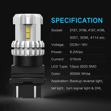 OXILAM 3157 LED Bulbs Reverse Lights 2800 Lumens 6000K Xenon White 3156 3056 3057 4057 4157 LED Bulbs for Used for Backup light, Tail light, Brake light (Pack of 2)