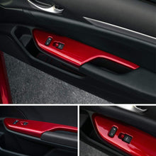 CKE Civic ABS Armrest Window Rise Lift Down Control Switch Door Lock Panel Cover Trim for 10th Gen Honda Civic 2019 2018 2017 2016 - Red