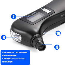 CZC AUTO Digital Tire Pressure Gauge Reader Checker 4 Settings Digital 150 PSI Tire Gauge, 9 in 1 Auto Emergency Tool with Flashlight Seat Belt Cutter Hammer LCD Display for Car Truck RV Motorcycle