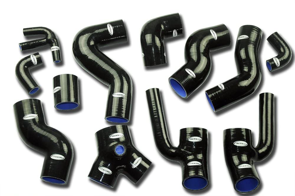 TT Racing Black Silicone Turbo Boost Hose Kit for Audi S4 B5 2.7L V6 Bi-Turbo 2xDOHC 97-02 TT1063BK