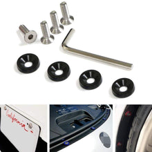 iJDMTOY 4pc JDM Racing Style M6 Black Aluminum Washers Bolts Kit Compatible with Car License Plate Frame, Fender, Bumper, Engine Bay, etc
