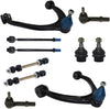 Detroit Axle - 10pc Front Upper Control Arms w/Ball Joints, Inner Outer Tie Rods, Sway Bars for 2007-2014 Cadillac Chevy GMC Models w/Lower Ball Joints fit Steel Control Arms ONLY - See Fitment