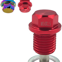 Moonlinks Magnetic Oil Drain Plug M12x1.25 For Most Toyota,Infiniti, Lexus, Nissan, Scion, Red Magnetic Sump Drain Nut Oil Drain Repair Bolt For All Other Car Models With 12x1.25 Threaded (Red)