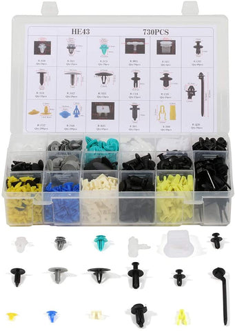 cciyu 730Pack Car Retainer Clips Fastener Rivet -17 Sizes Nylon Car Bumper Retainer-Pushtype Car Clips for GM,Toyota, Honda,Ford,Chrysler