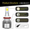 Mushan H11 LED Headlight Bulbs, Low Beam/Fog Light Bulbs IP68 Waterproof -80W 6000K 10400Lumens Extremely Bright H8 H9 Advanced COB Chips Conversion Kit(Pack of 2)