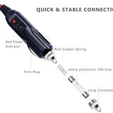 Male Cigarette Lighter to O Ring Terminal Harness Extension Cable - 12V-24V Power Supply Cord Adapter Fuse 15A 16AWG Cable Wire for Car Inverter Air Pump Sprayer Compressor and DIY (3FT)