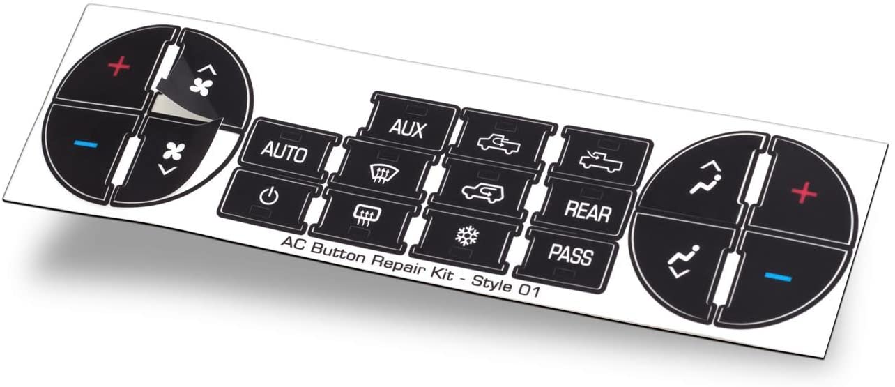 OxGord AC Dash Button Repair Kit - Original Design & Made in USA - Best for Fixing Ruined Faded A/C Control Buttons - Decal Replacement Fits Select 07-14 GM Vehicles - Car SUV Van Truck Accessories