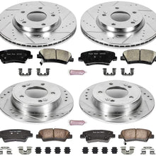 Power Stop K6504 Front & Rear Brake Kit with Drilled/Slotted Brake Rotors and Z23 Evolution Ceramic Brake Pads