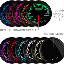 GlowShift Elite 10 Color Wideband Air/Fuel Ratio AFR Gauge Kit - Includes Oxygen Sensor, Data Logging Output & Weld-in Bung - Black Dial - Tinted Lens - Peak Recall - 2-1/16" 52mm