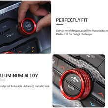 JeCar Audio Air Conditioner Button Trim Cover Aluminum Alloy Knob Cover for Dodge Challenger Charger 2015-2019, Red