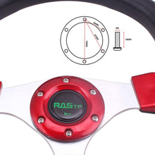 RASTP Universal Racing Steering Wheel 12.5”/320mm 15 Bolts Grip Vinyl Leather & Aluminum with Horn Button for Car Boat Truck Yacht-Silver