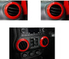 Opall Full Set Interior Decoration Trim Kit Steering Wheel & Center Console Air Outlet Trim, Door Handle Cover Inner For Jeep Wrangler JK JKU 2011-2018 2 Door& 4-Door (Watermelon Red)