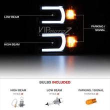 VIPMOTOZ Neon Tube Projector Headlight Assembly For 2014-2015 Chevy Silverado 1500 - Matte Black Housing, Smoke Lens, Driver and Passenger Side