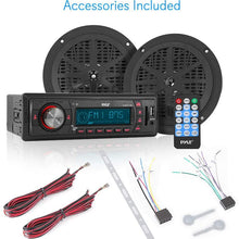 Marine Headunit Receiver Speaker Kit - In-Dash LCD Digital Stereo w/ AM FM Radio System 5.25?? Waterproof Cone Speakers (2) MP3/USB/SD Readers Aux Input Single DIN & Remote Control - Pyle PLMRKT12BK,Black