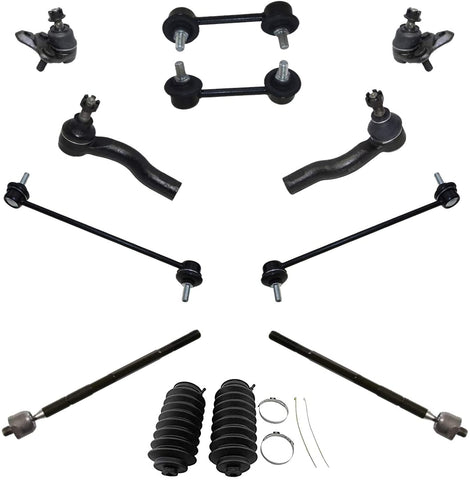 Detroit Axle Front Inner Outer Tie Rods & Boots + Front Rear Sway Bar Links + Front Lower Ball Joints Replacement for 01-05 Toyota RAV4-12pc Set