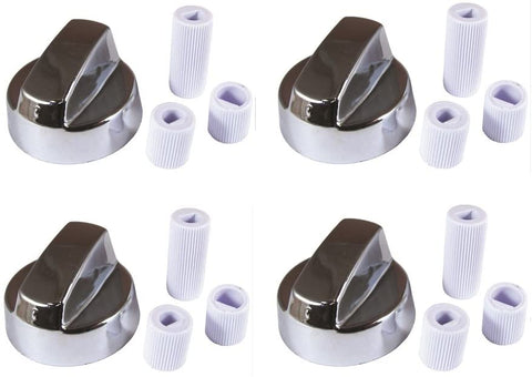 4YourHome C 4-Pack Silver Chrome Generic Universal Control Knob w/12 Adapters