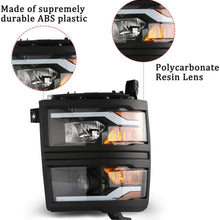 SCITOO Headlight Assembly Kit for Chevy Silverado 2014 2015 Projector DRL Black Housing Clear Lens Headlight Lamps Pair LH+RH