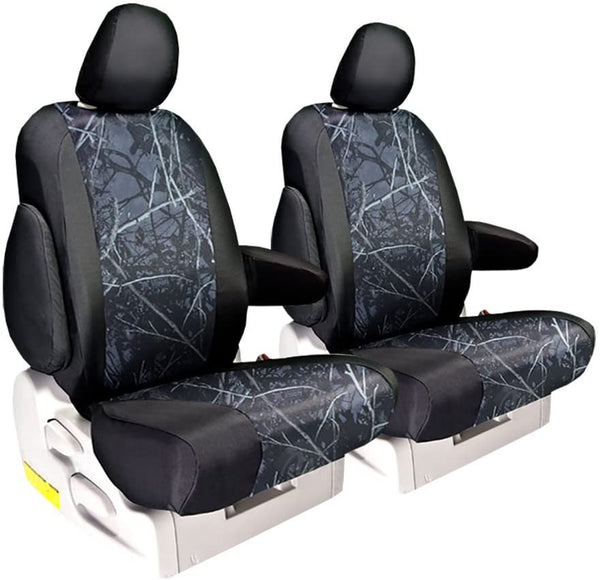 Front Seats: ShearComfort Custom Moon Shine Seat Covers for Toyota Corolla (2020-2020) in Toxic Camo Solid for Sport Buckets w/Adjustable Headrests (Hatchback Only)
