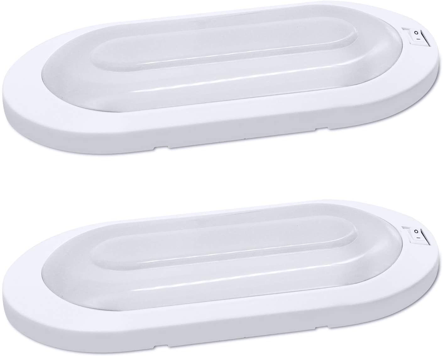 Facon Classic Style LED Bright Pancake Light Surface Mount Spotlight Fixtures 12 Volt Interior Ceiling Dome Light with On/Off Switch for RV Motorhomes Camper Caravan Trailer Boat (Pack of 2, White)