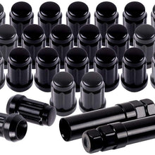 SCITOO 24PCS+2Keys Black Lug Nuts Spline for Drive Close End Socket Key, 12x1.5 Thread, 35mm Tall, Fits for Toyota Tacoma Tundra FJ Cruiser 2015-2016