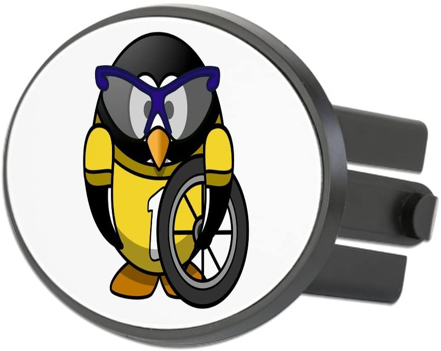 Oval Hitch Cover Little Round Penguin - Cyclist in Yellow Jersey