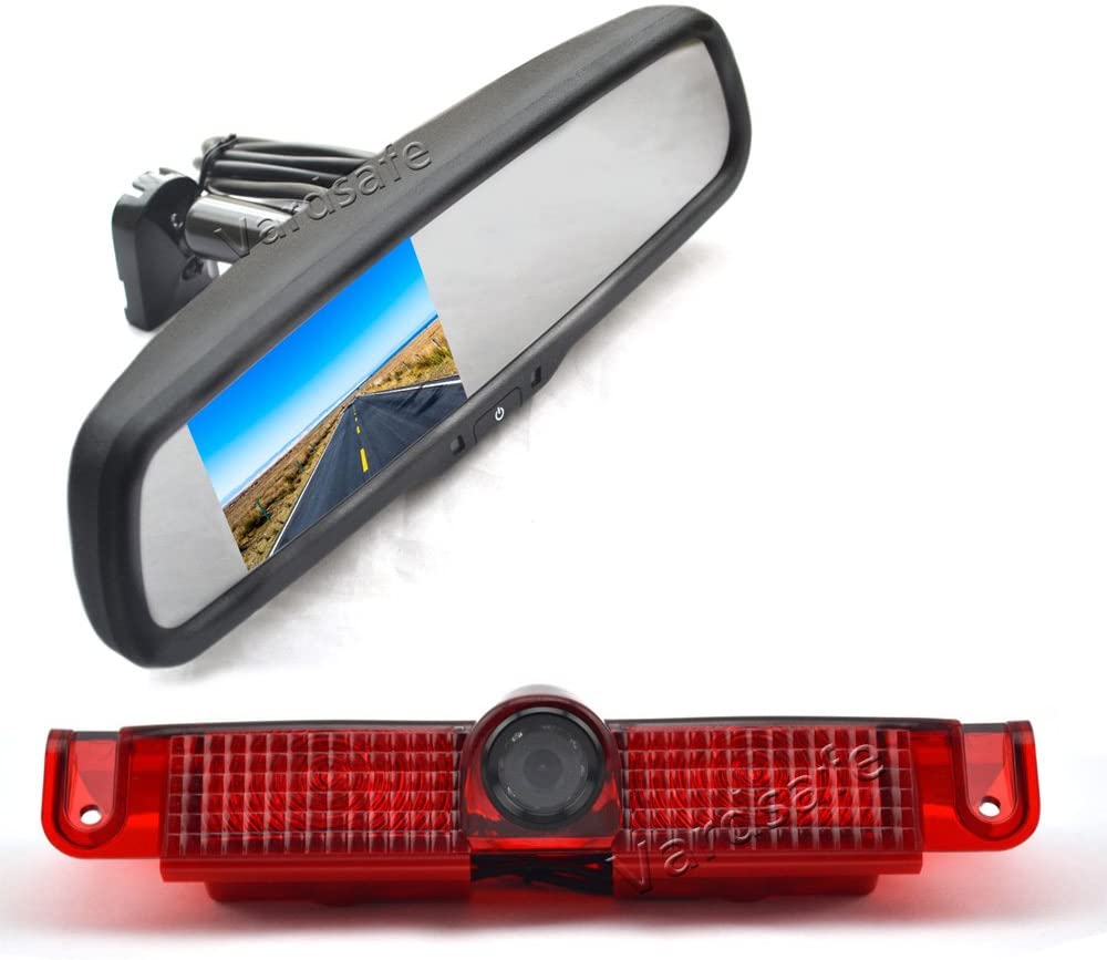 Vardsafe VS706R Brake Light Reverse Backup Camera & Replacement Rear View Mirror Monitor for Chevy Express (2003-2019)