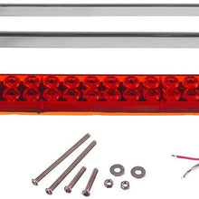 Partsam Waterproof 17" Inch High Power 40 LED Red Utility Trailer Truck RV Stop Tail Turn 3rd Brake Marker Identification Light Bar w/Chrome Bezel (Pack of 2)